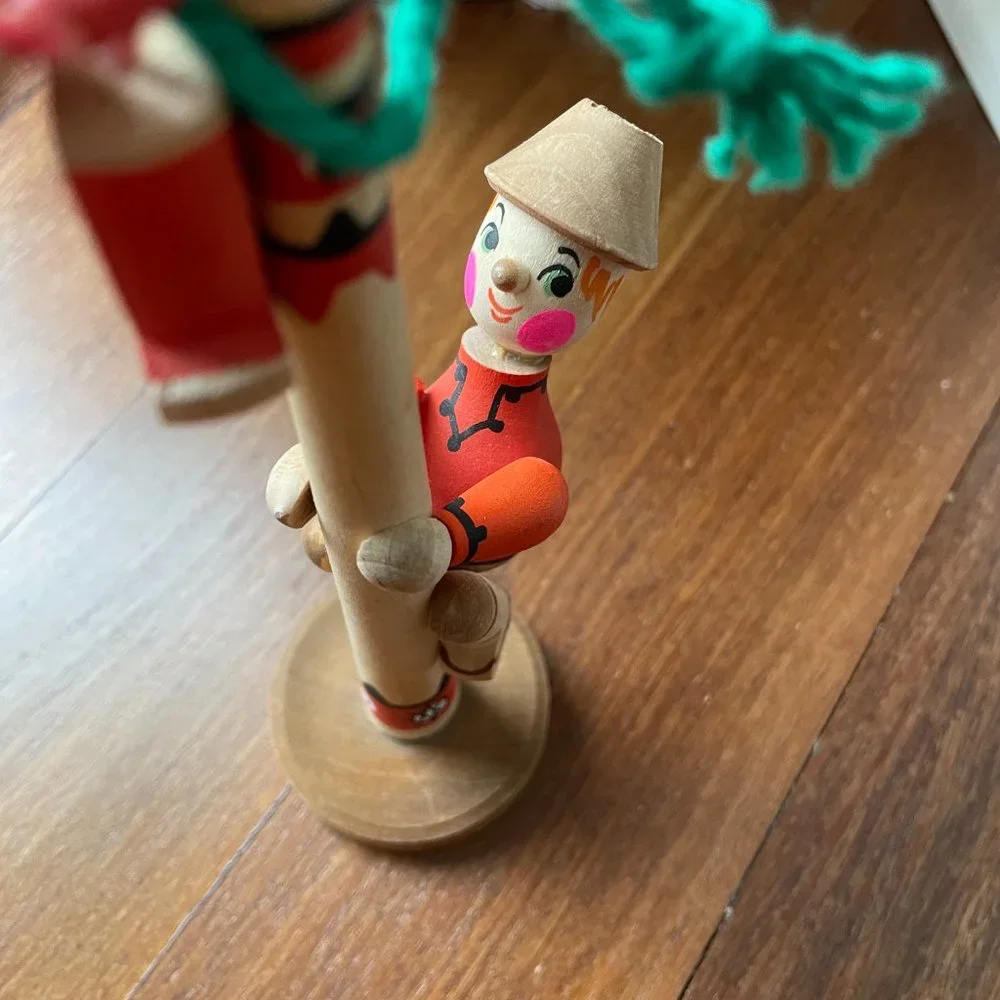 Russian Wood Ornament / Figure Maslenitsa Maslenica Pole Climber